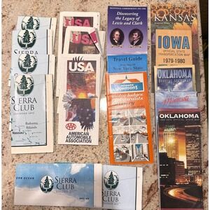 USA Travel Maps Brochure Pamphlet Huge‎ Lot Vintage 1970s-1990s Advertising T30